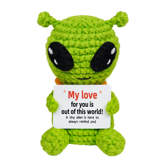 My Love for You is Out of This World Alien Crochet Doll