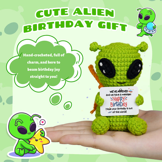 Happy Birthday Alien Crochet Doll
