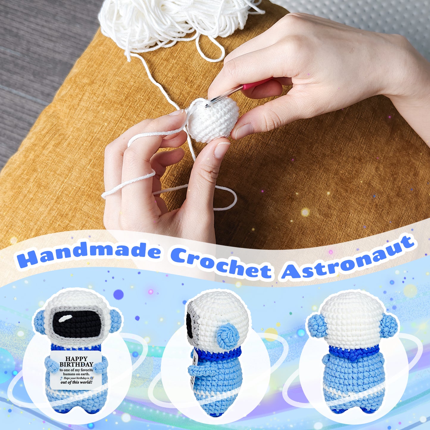 Happy Birthday Astronaut Crochet Doll
