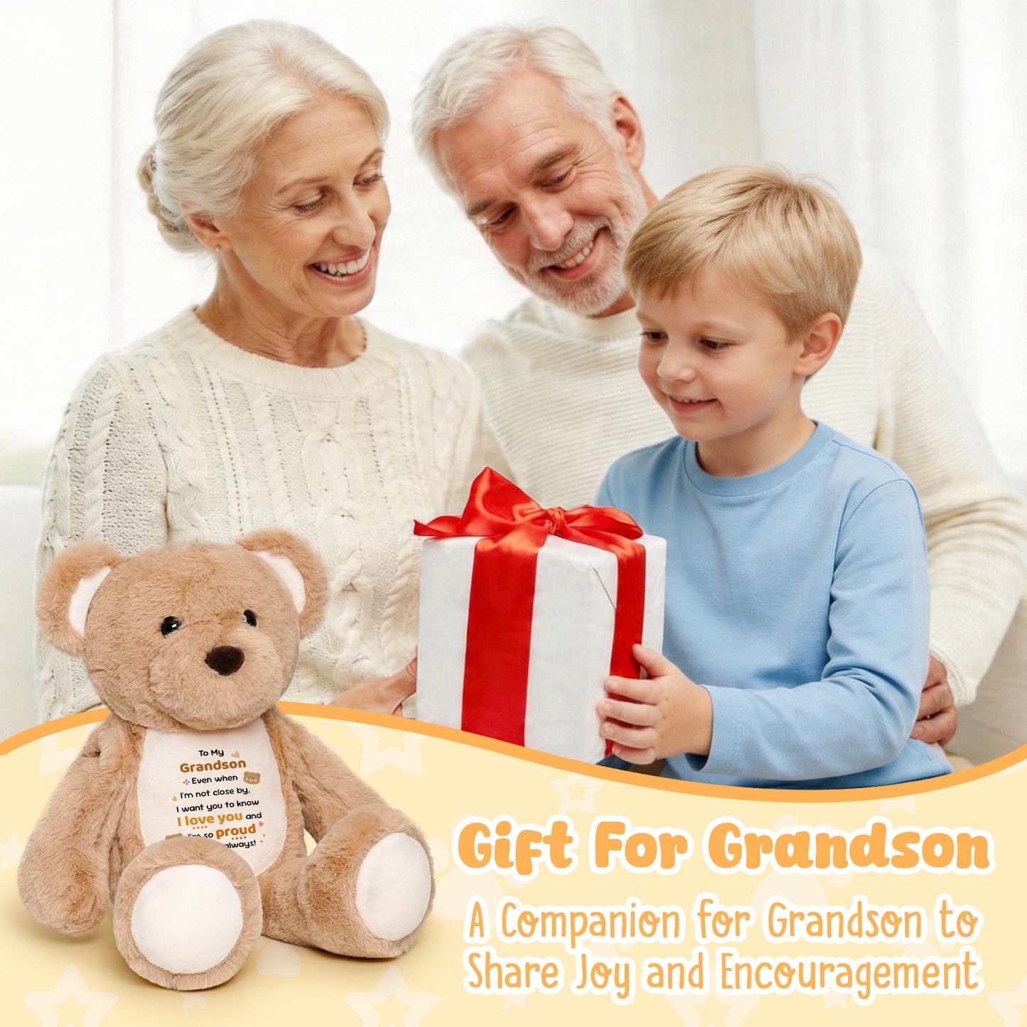 To My Grandson - Cuddly Plush Bear