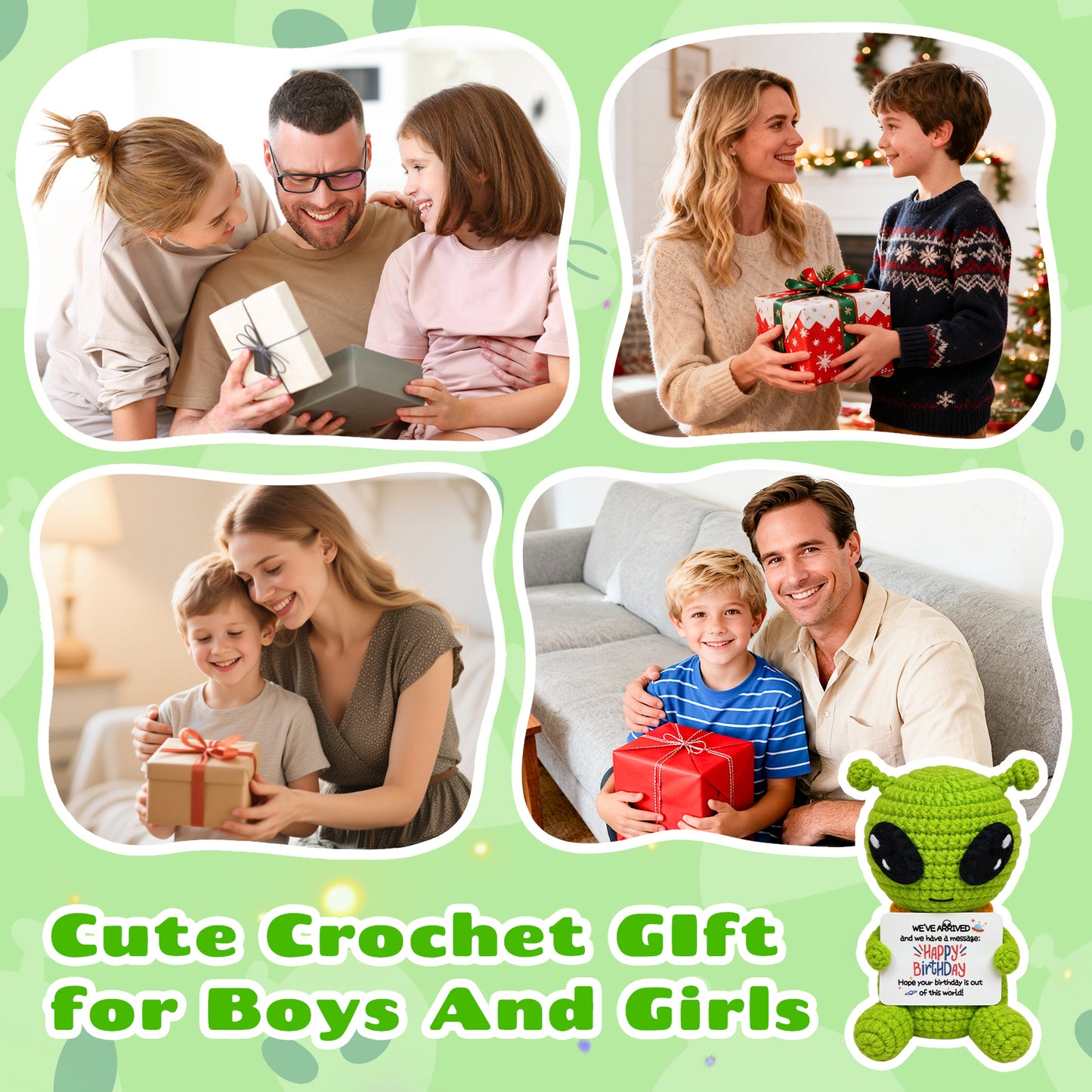 Happy Birthday Alien Crochet Doll