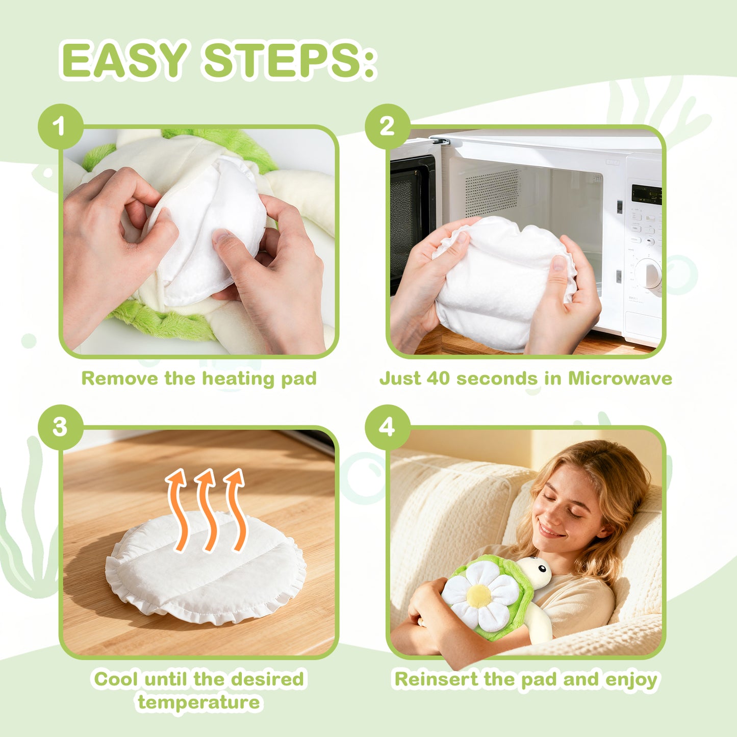 Sea Turtle with Flower Microwavable Heating Pad