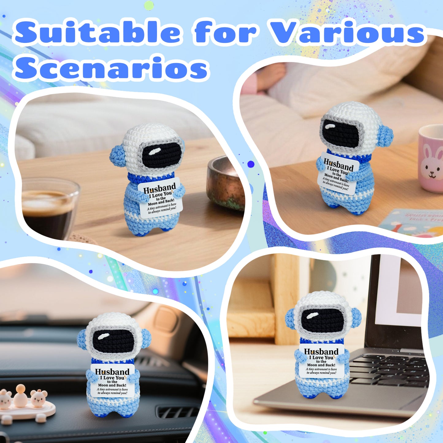 Husband I Love You Astronaut Crochet Doll