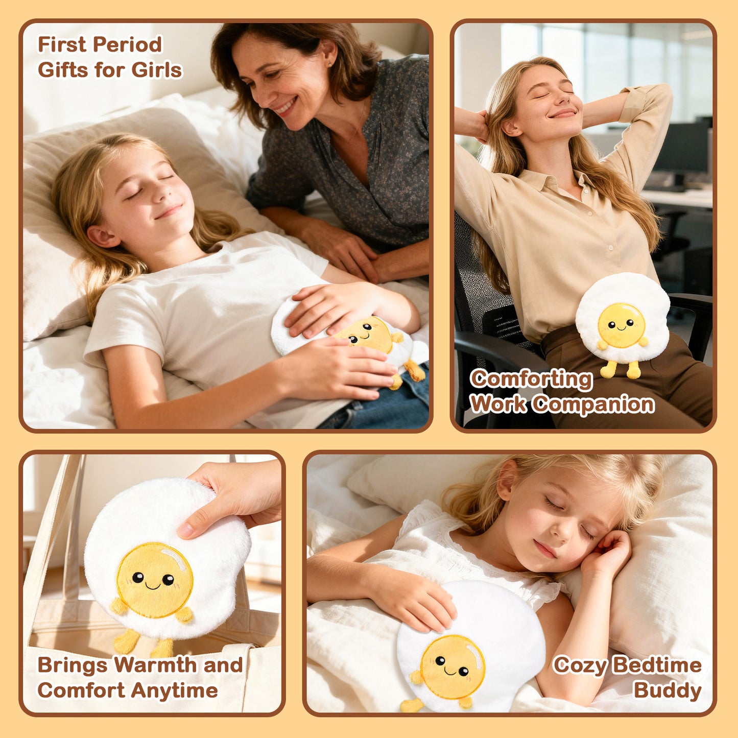Cute Plush Fried Egg Heating Pad