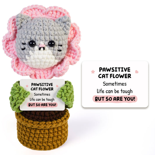 Positive Handmade Cat Flower Crochet Doll