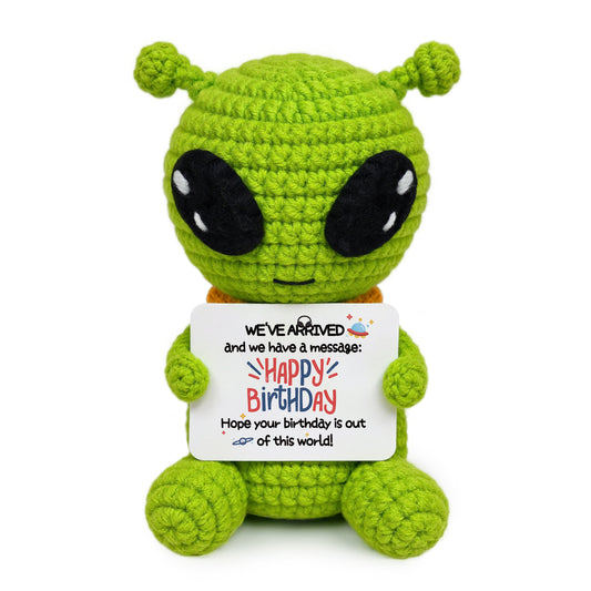 Happy Birthday Alien Crochet Doll