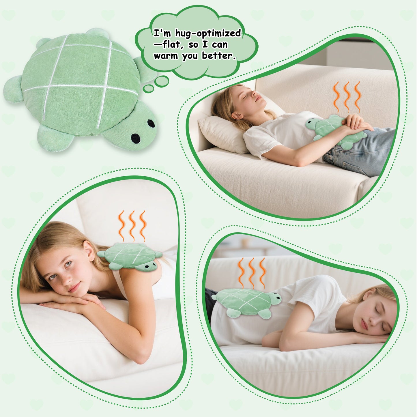 Green Turtle Cute Microwavable Stuffed Animal Heating Pad