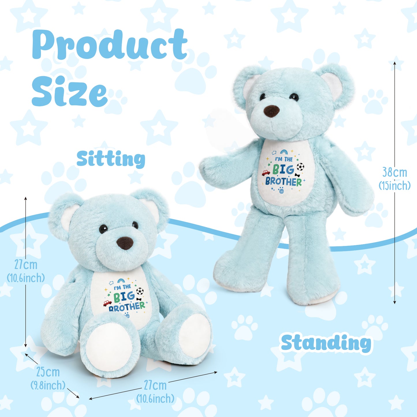 I'm the Big Brother - Blue Cuddly Plush Bear