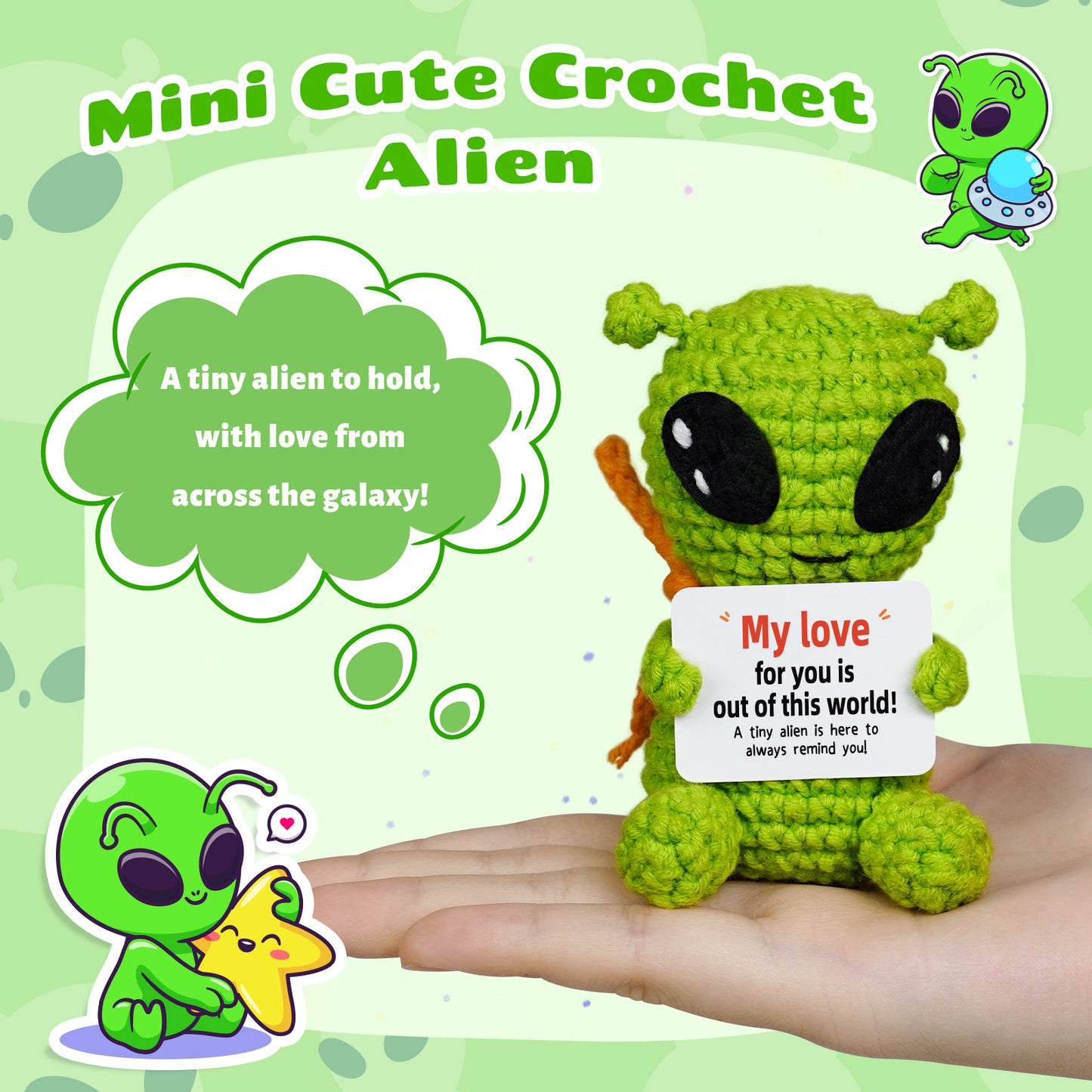 My Love for You is Out of This World Alien Crochet Doll