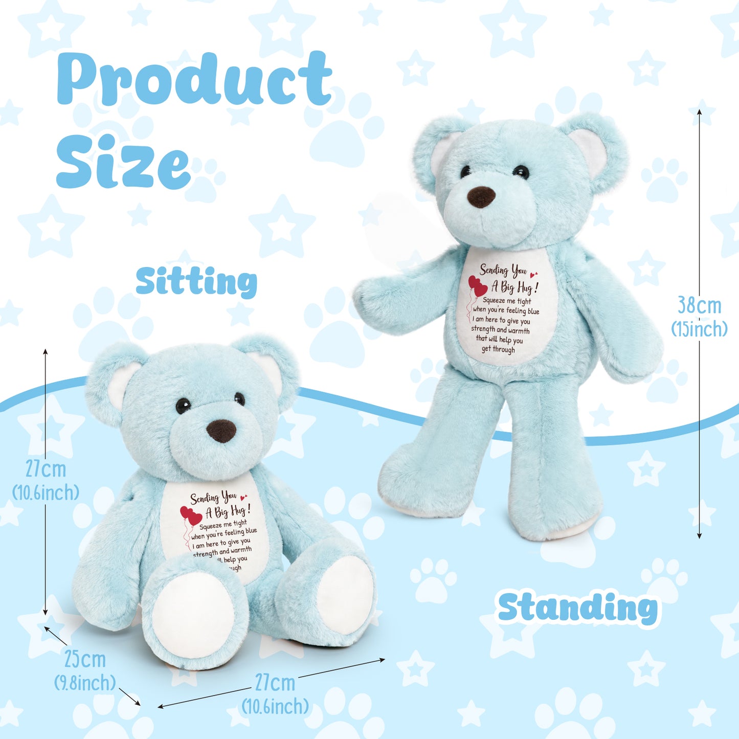 Sending You a Big Hug - Blue Cuddly Plush Bear