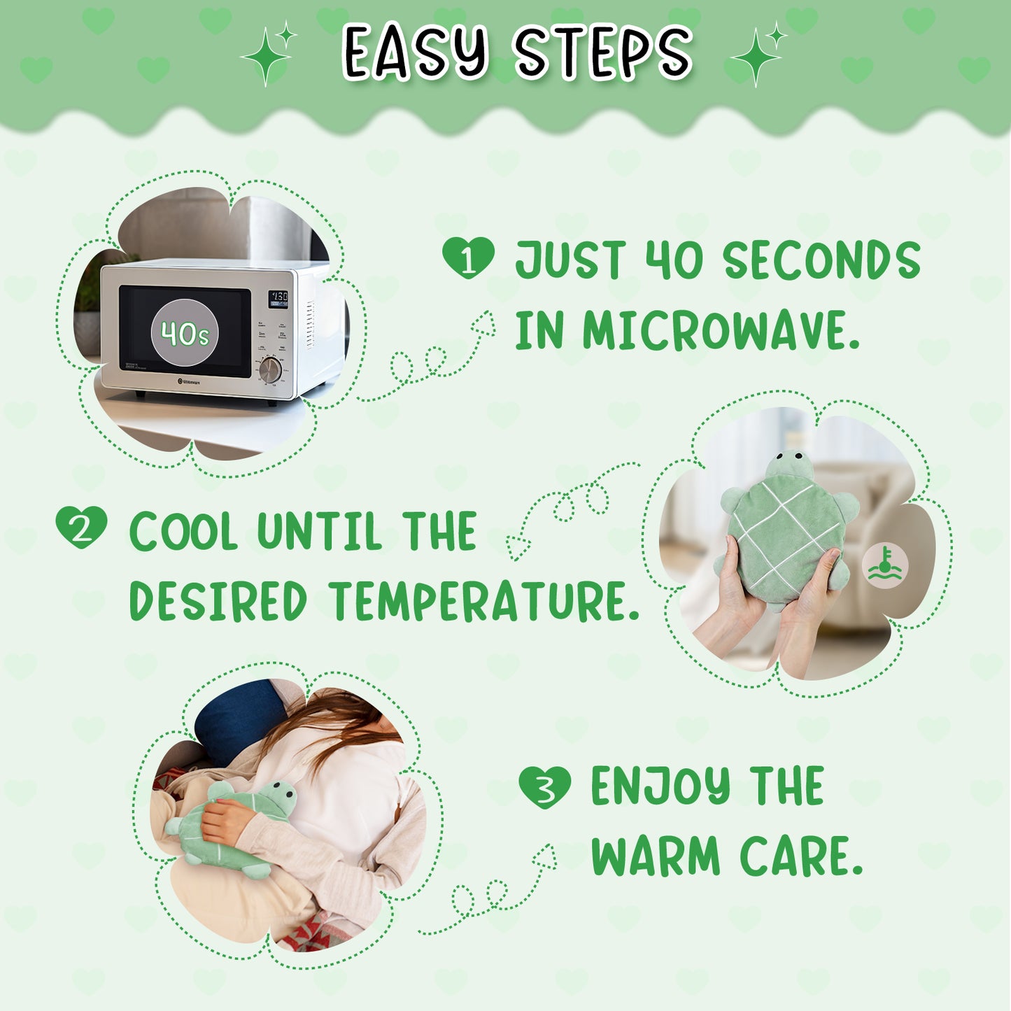 Green Turtle Cute Microwavable Stuffed Animal Heating Pad