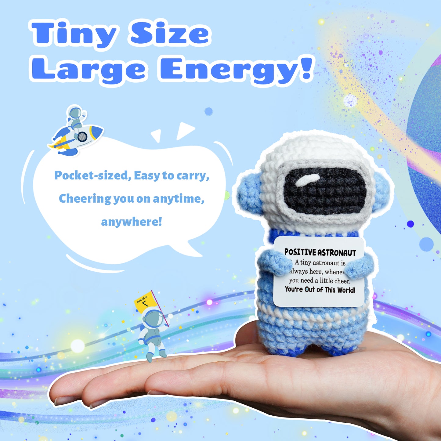 Positive Astronaut Crochet Doll