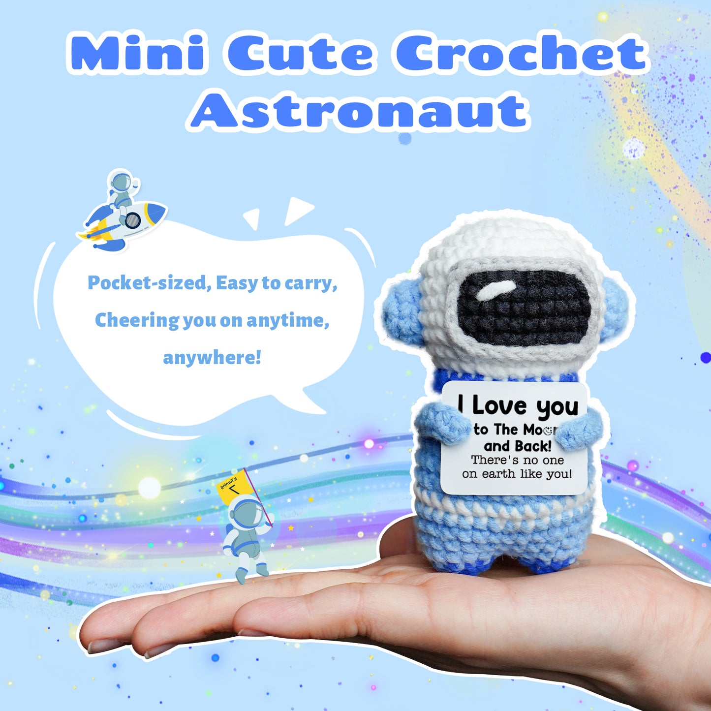 I Love You to The Moon and Back Astronaut Crochet Doll