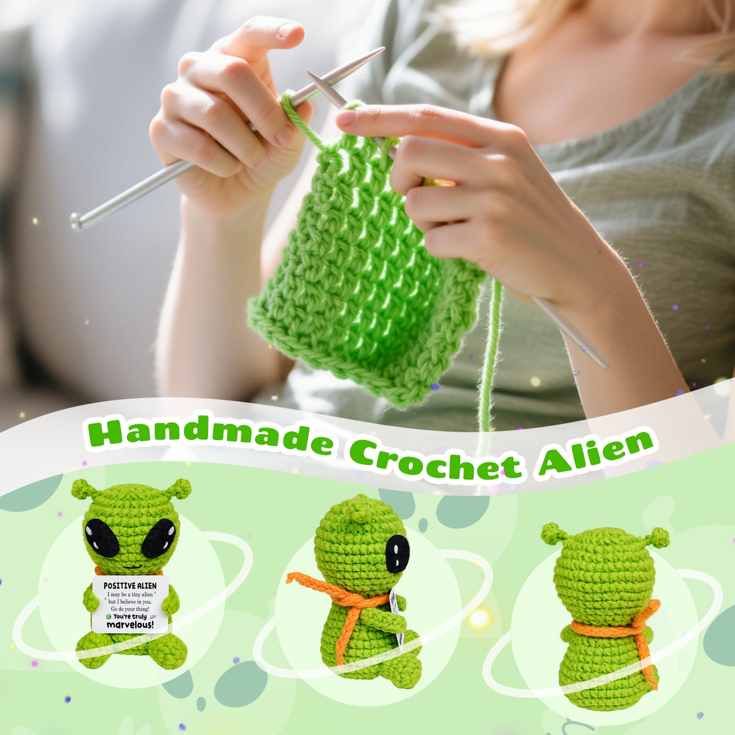 Positive Alien Crochet Doll