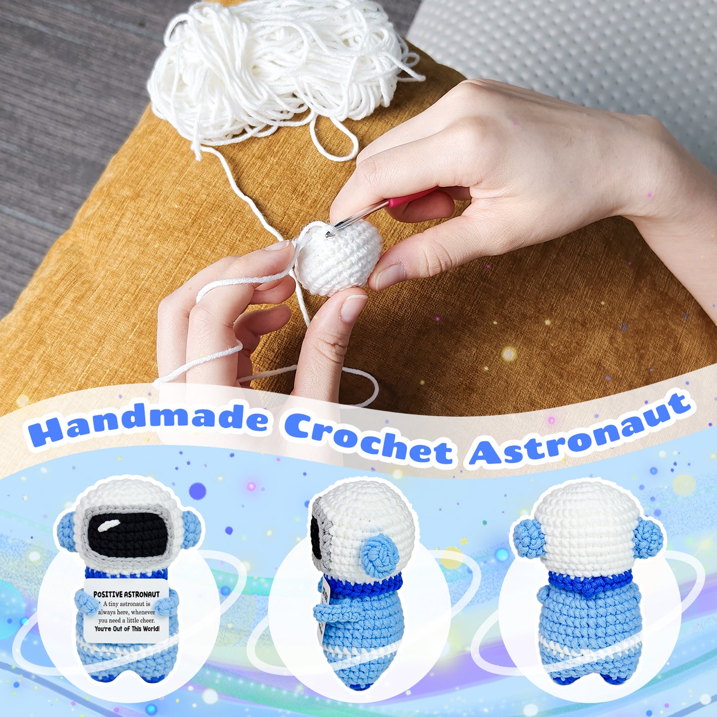 Positive Astronaut Crochet Doll