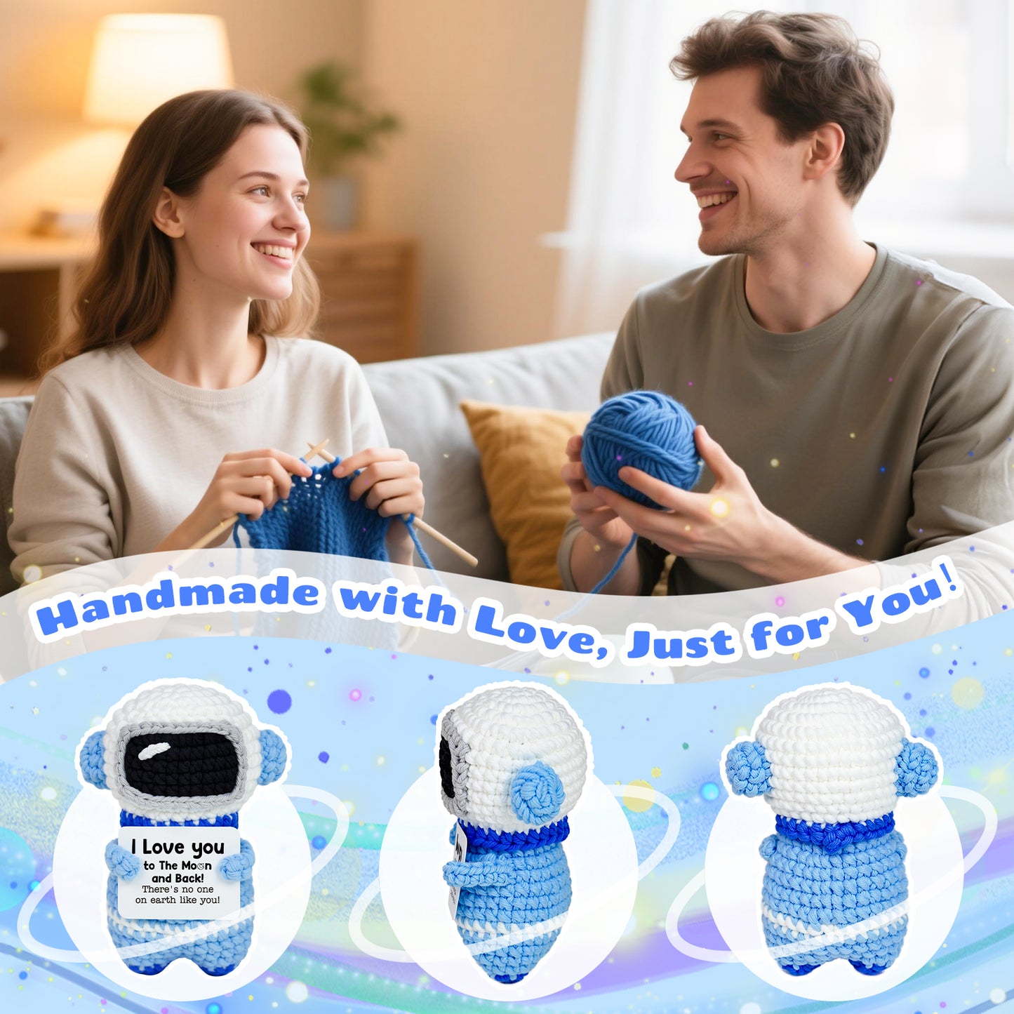 I Love You to The Moon and Back Astronaut Crochet Doll