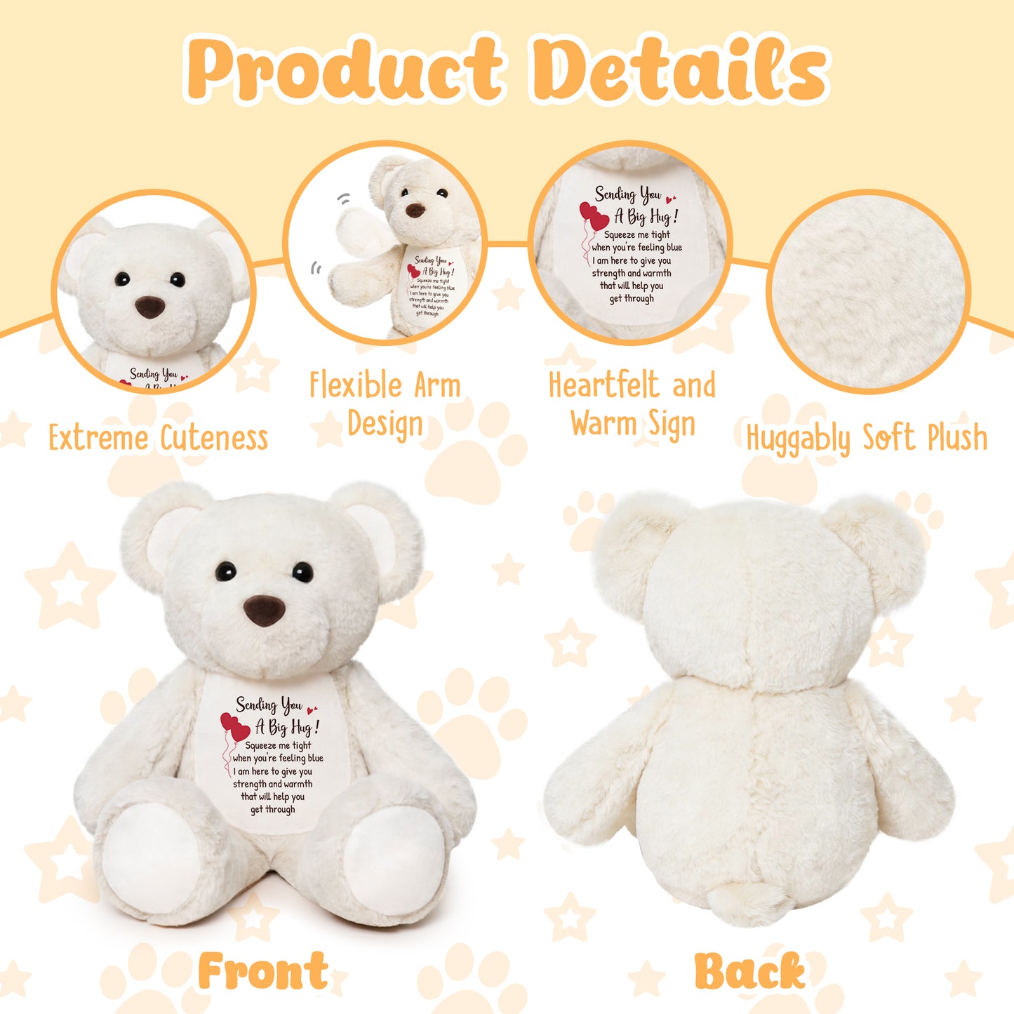 Sending You a Big Hug - White Cuddly Plush Bear