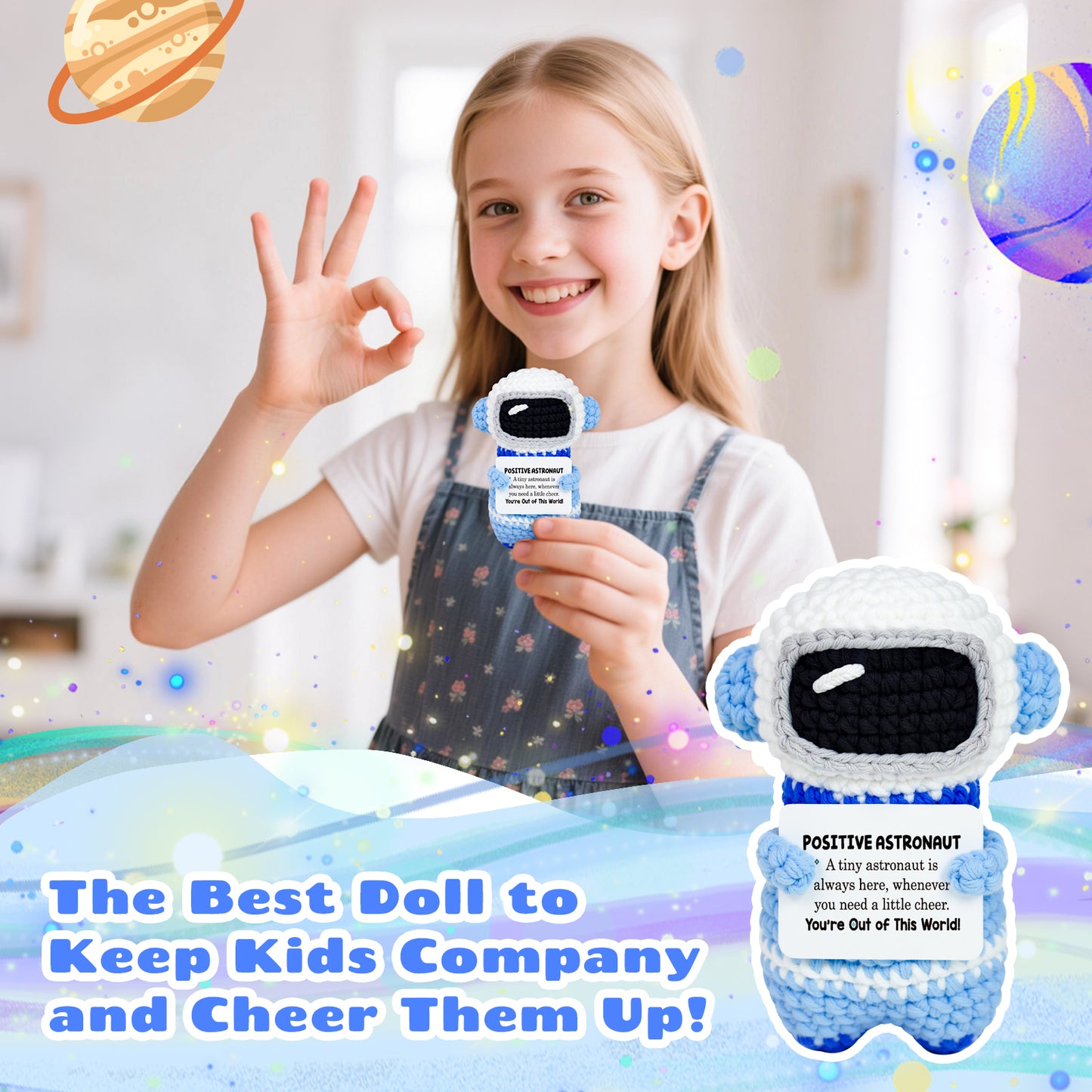 Positive Astronaut Crochet Doll