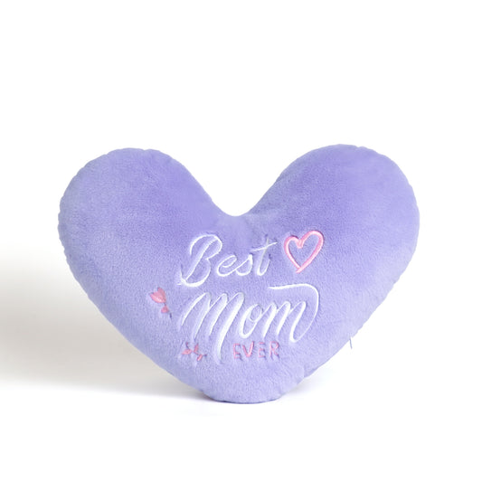 Best Mom Ever Heart shaped Embroidered Pillow (Purple, 14.5x11.4 inches)