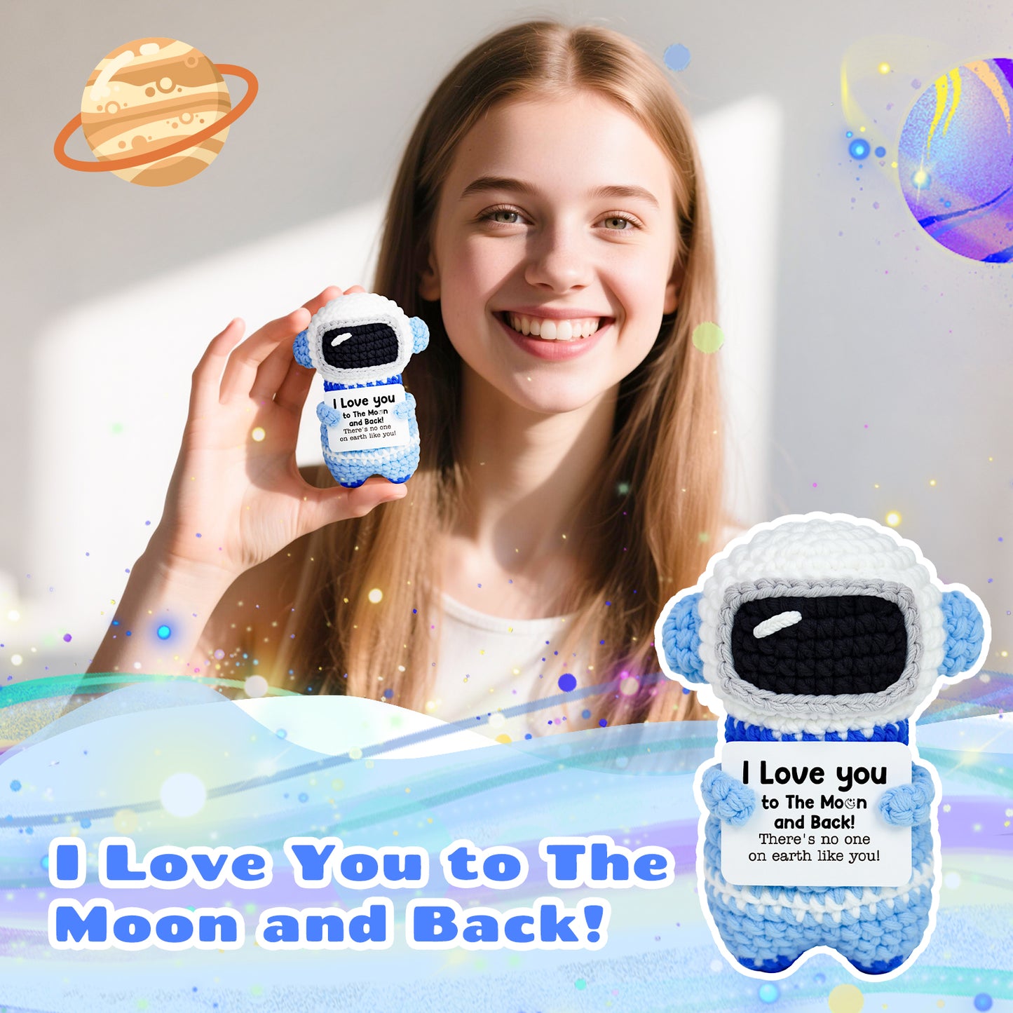 I Love You to The Moon and Back Astronaut Crochet Doll