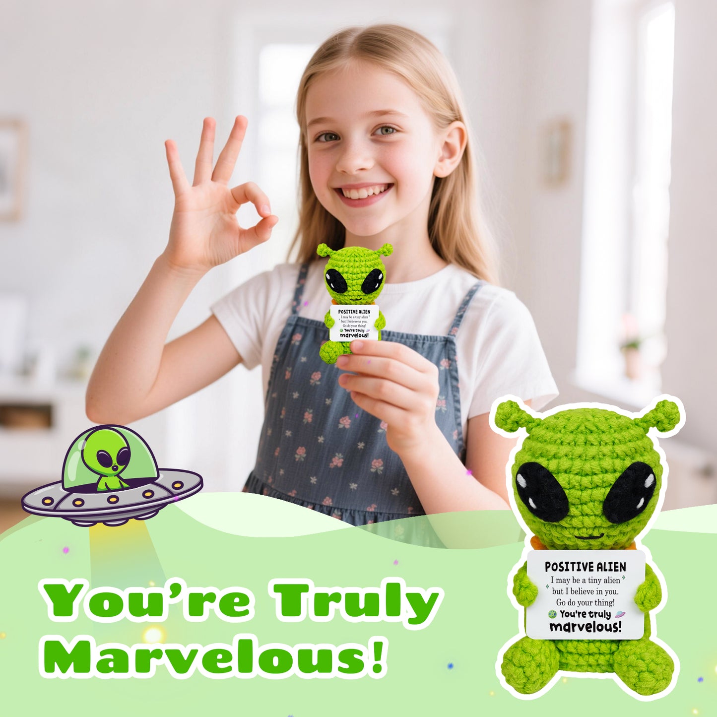 Positive Alien Crochet Doll