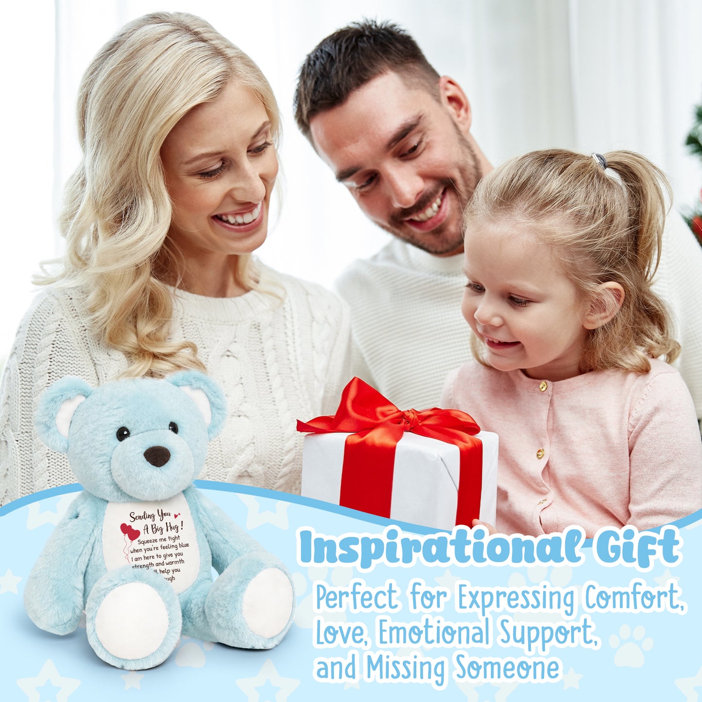 Sending You a Big Hug - Blue Cuddly Plush Bear