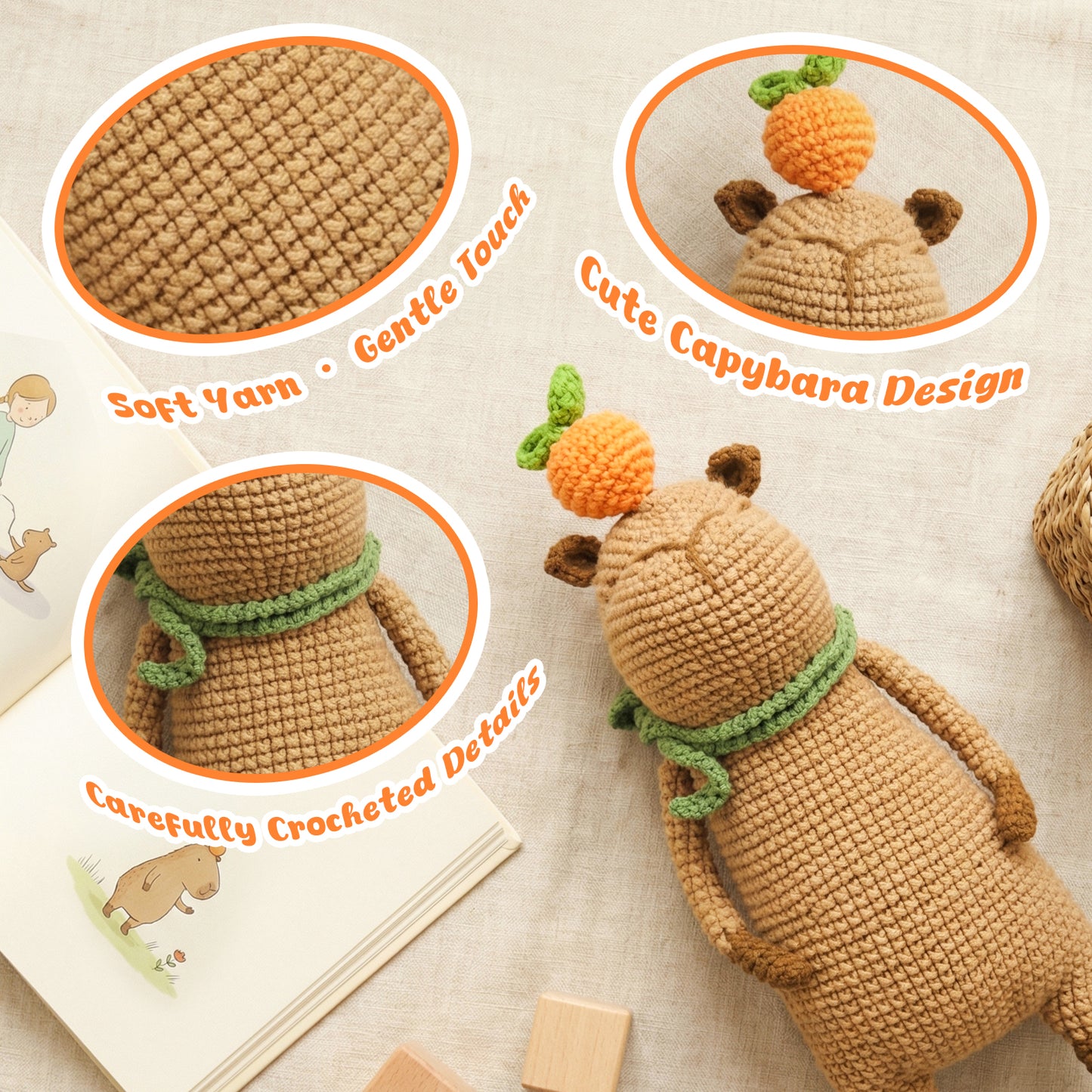 Capybara Crochet Doll