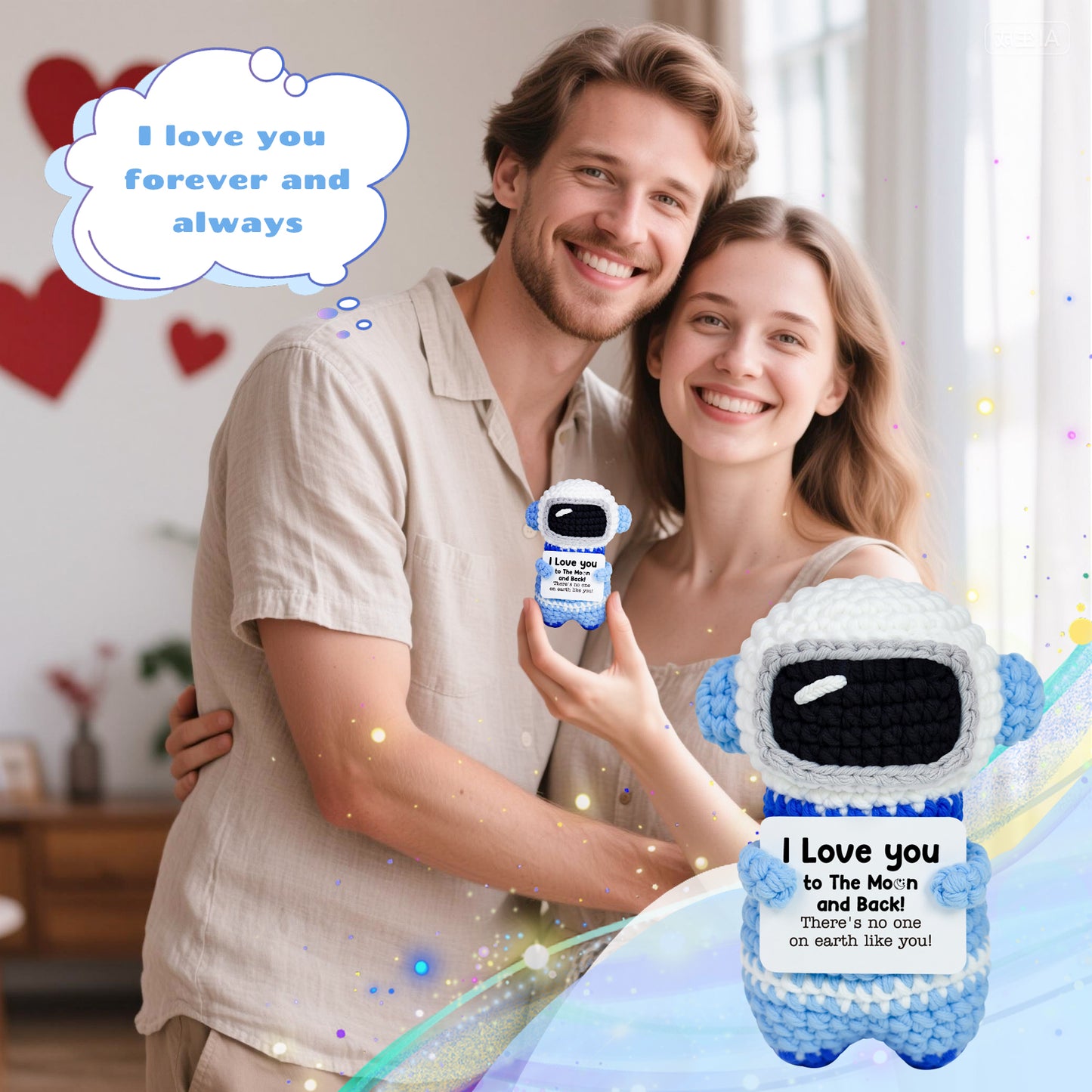 I Love You to The Moon and Back Astronaut Crochet Doll