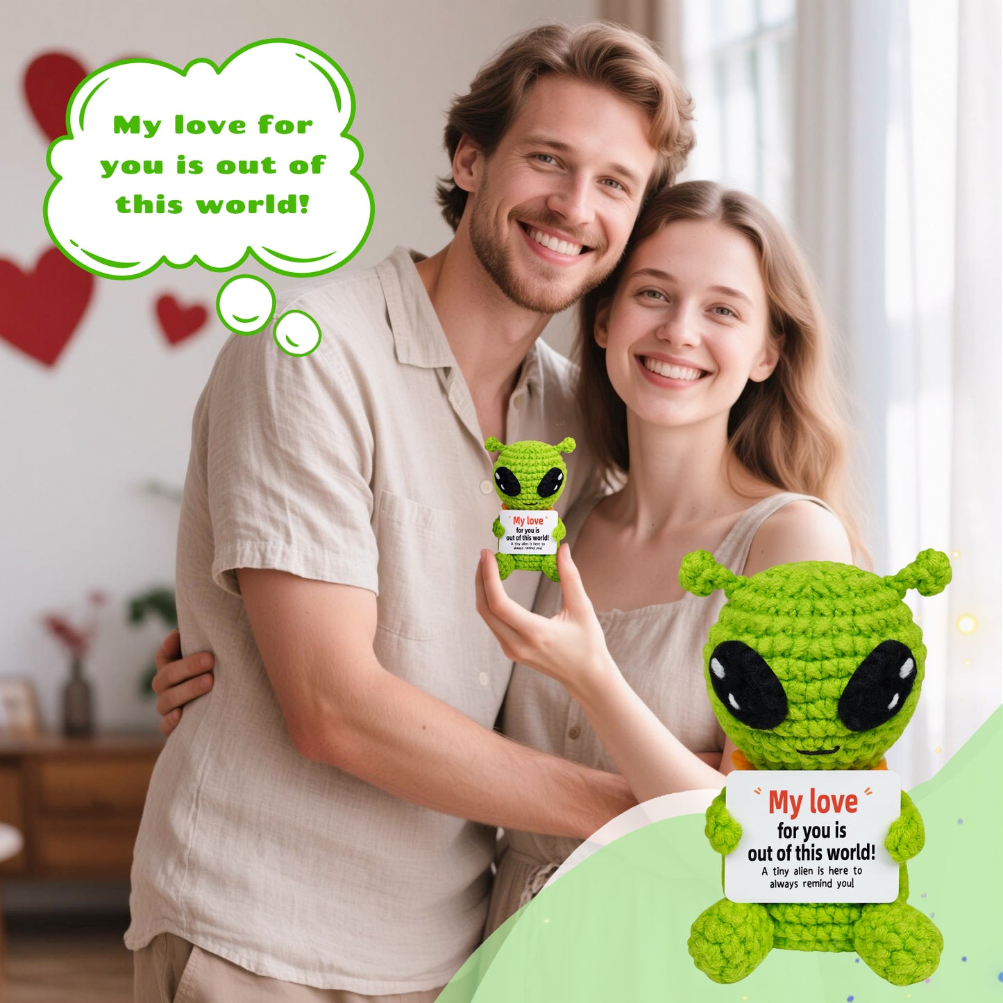 My Love for You is Out of This World Alien Crochet Doll