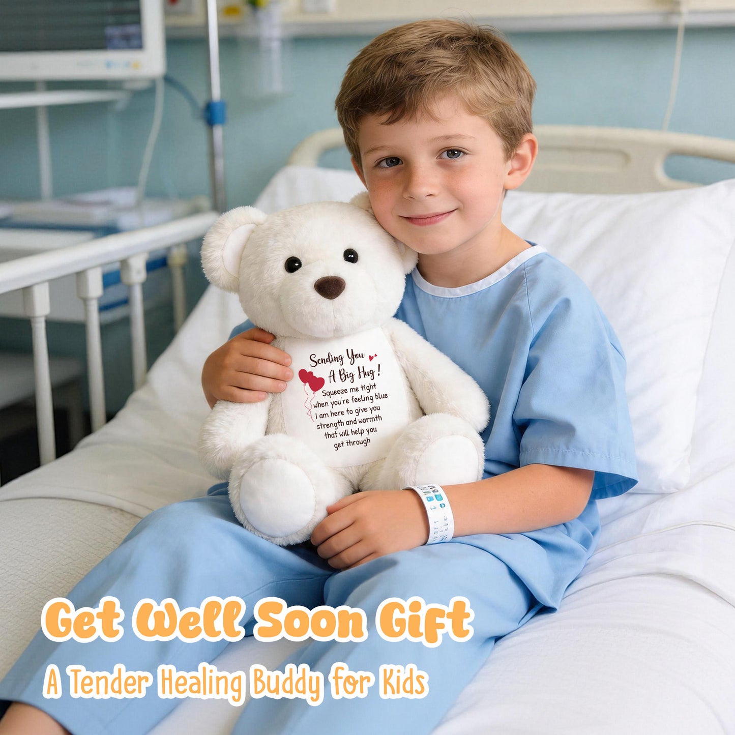 Sending You a Big Hug - White Cuddly Plush Bear