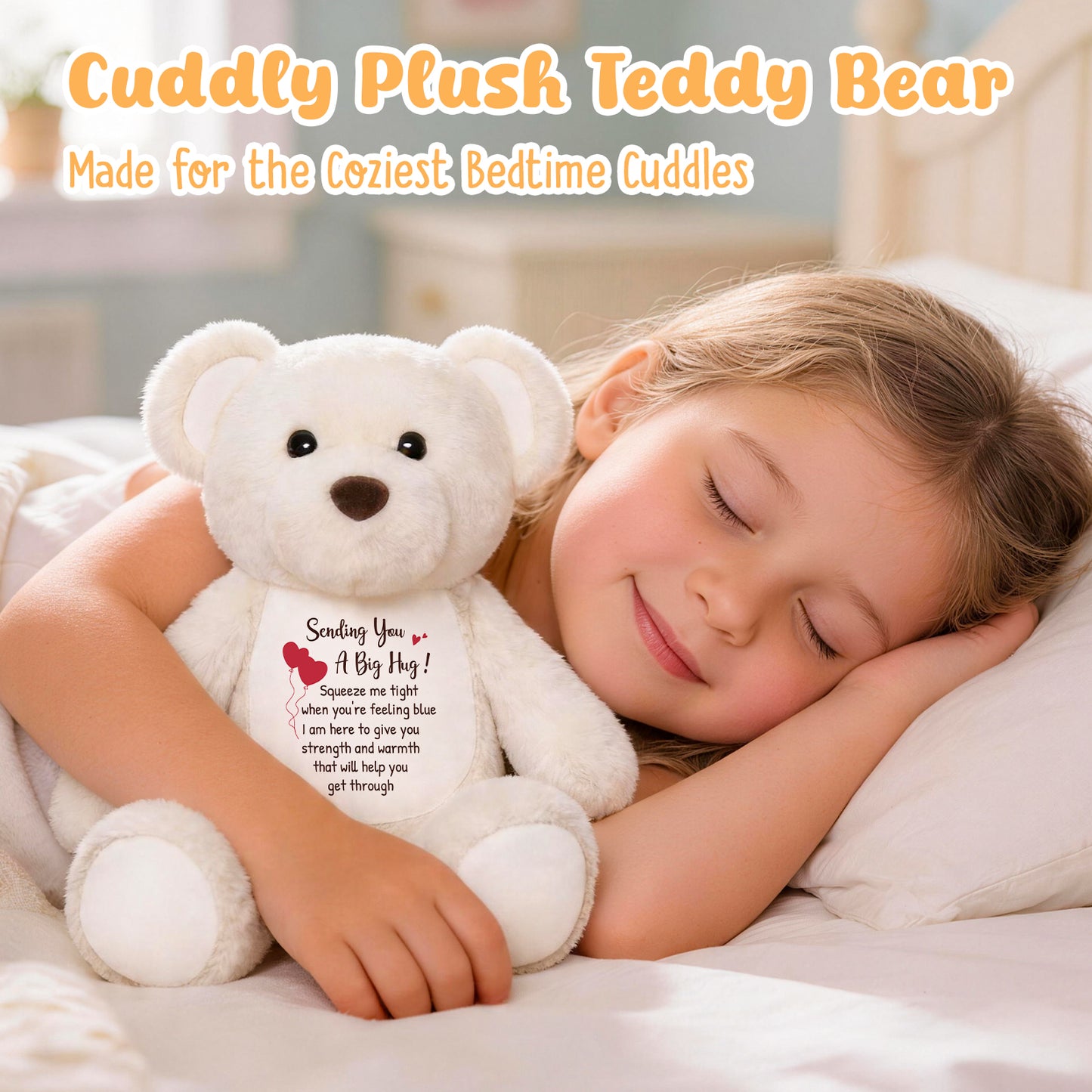 Sending You a Big Hug - White Cuddly Plush Bear