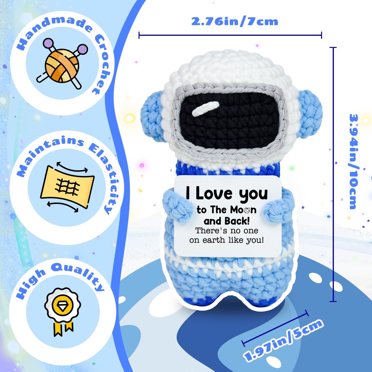 I Love You to The Moon and Back Astronaut Crochet Doll