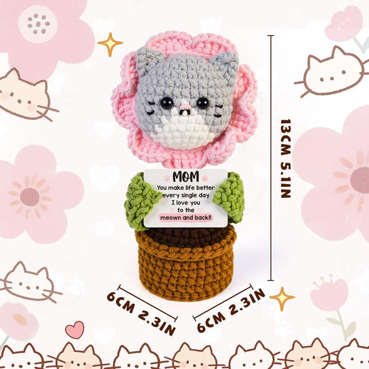 Handmade Positive Crochet Cat Plush Gift – MOM