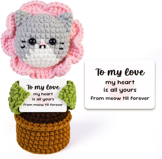 Handmade Positive Crochet Cat Plush Gift – TO MY LOVE