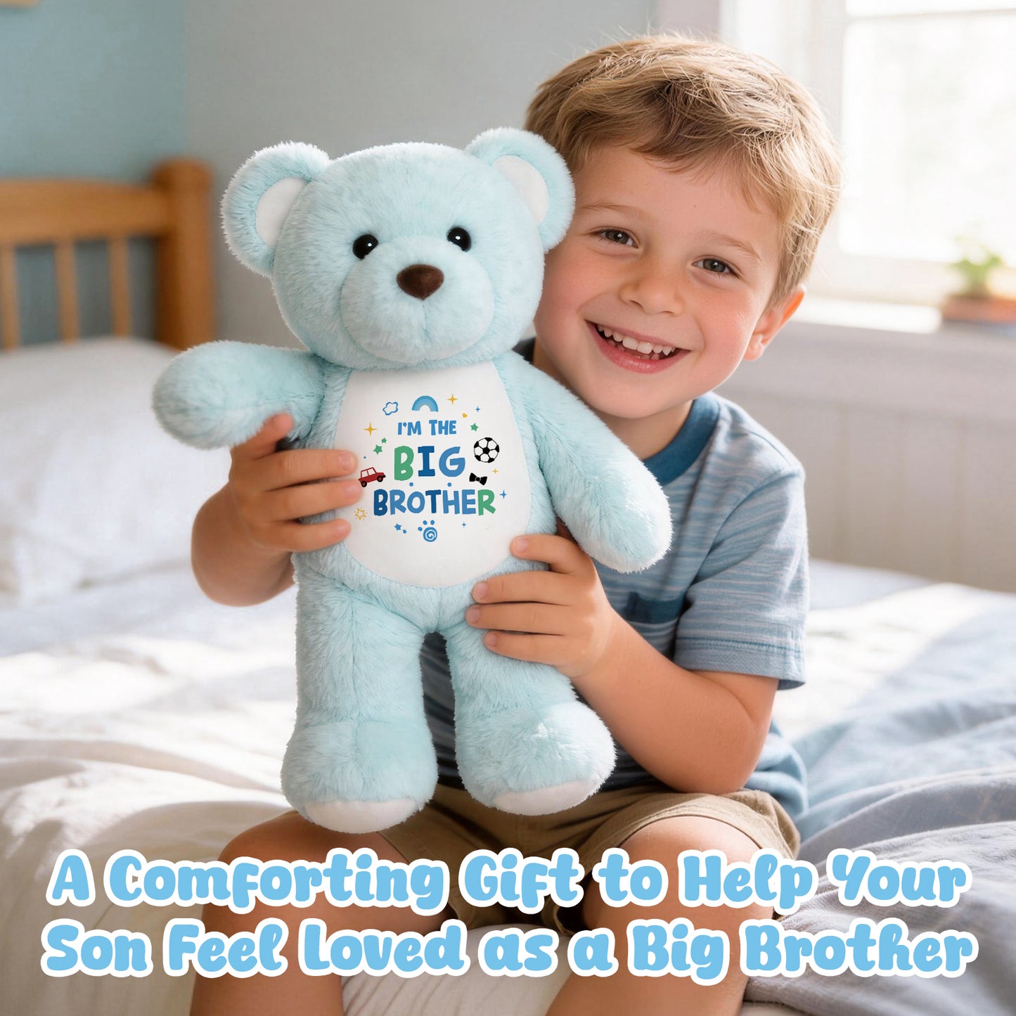 I'm the Big Brother - Blue Cuddly Plush Bear