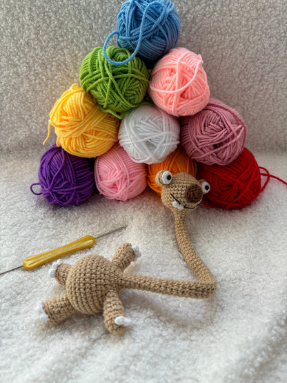 Handmade Crochet Prehistoric Sloth Bag Charm