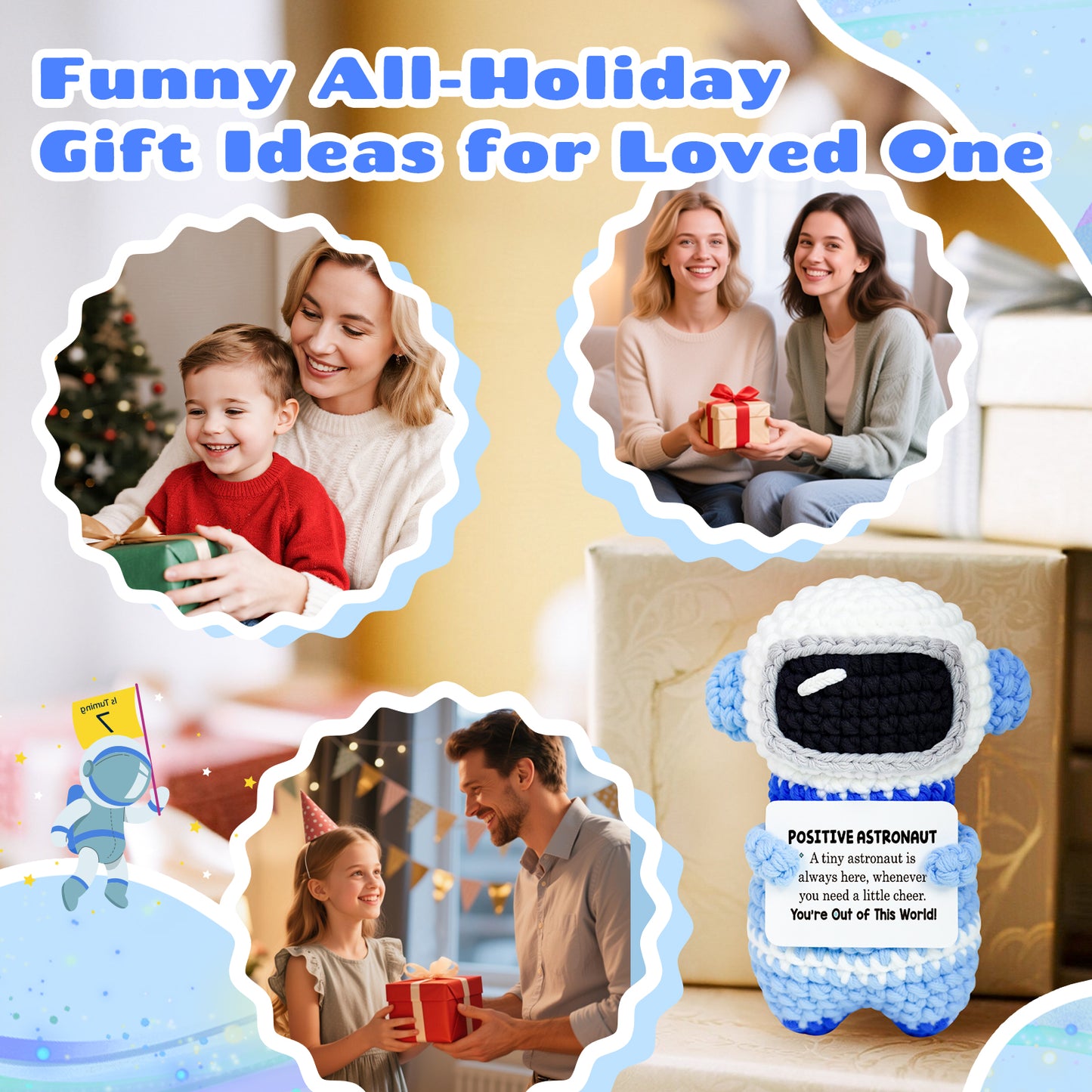 Positive Astronaut Crochet Doll