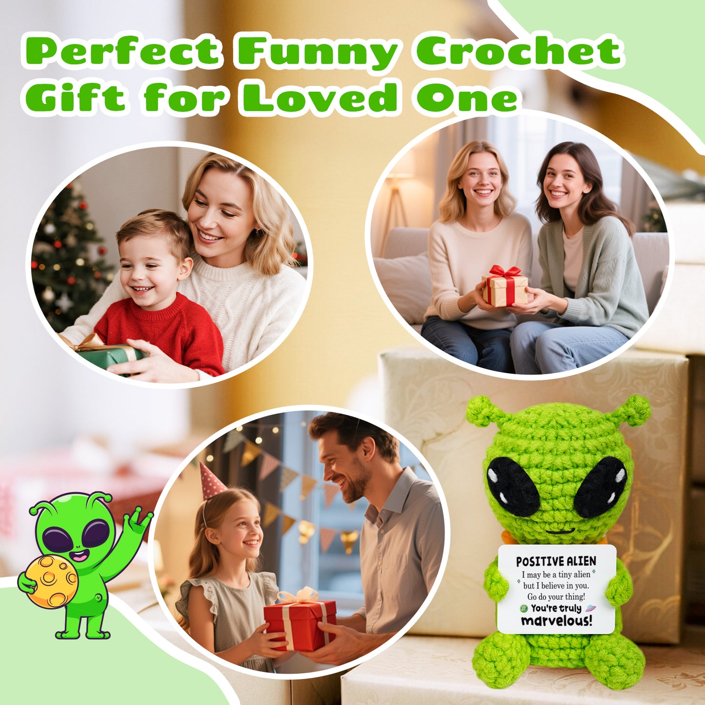 Positive Alien Crochet Doll