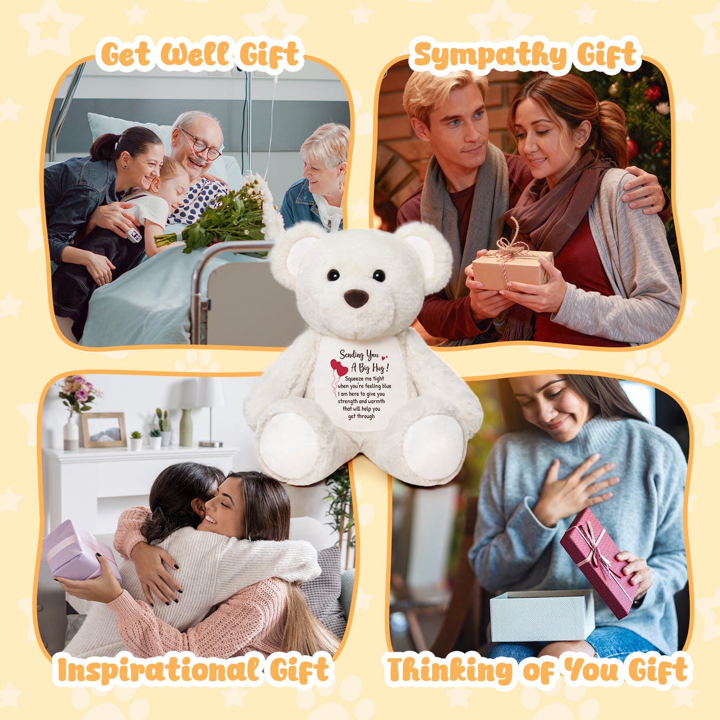 Sending You a Big Hug - White Cuddly Plush Bear