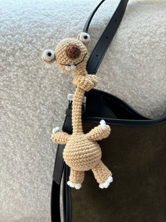 Handmade Crochet Prehistoric Sloth Bag Charm