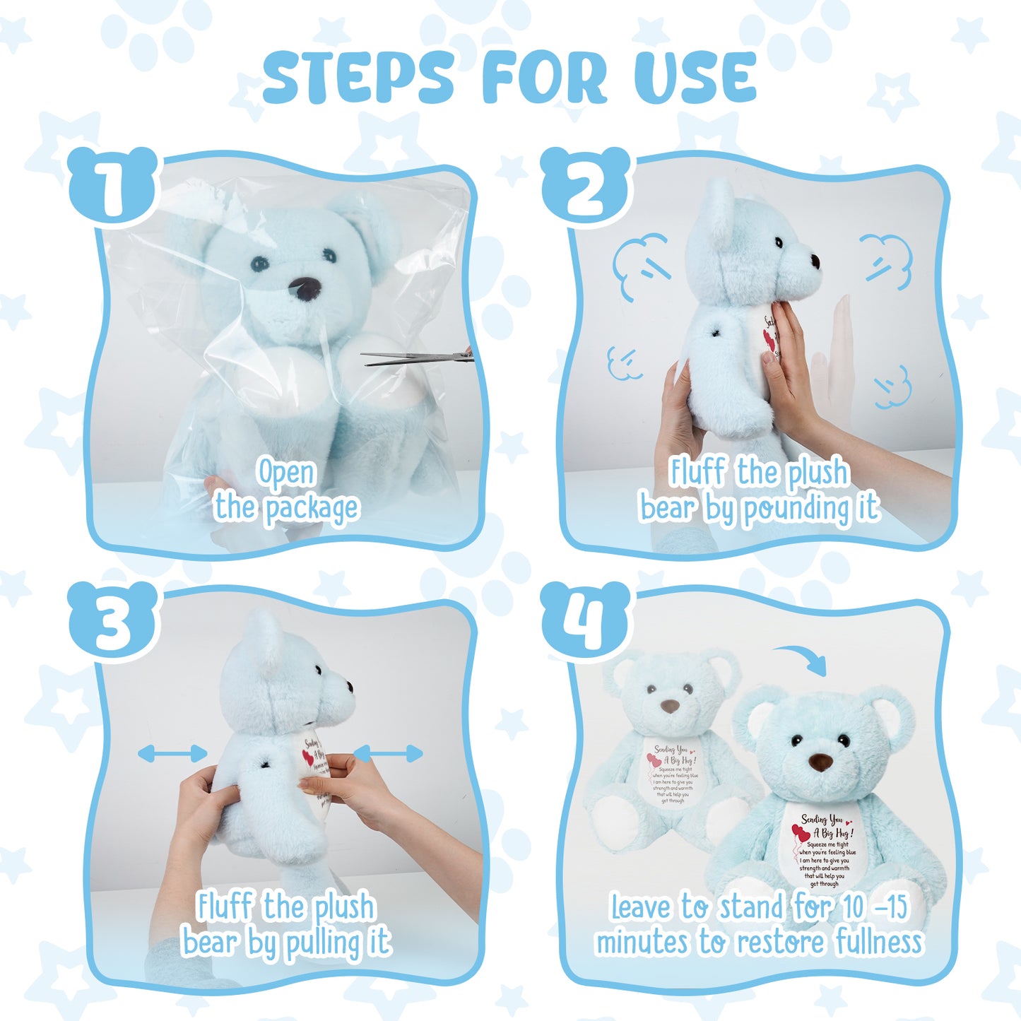Sending You a Big Hug - Blue Cuddly Plush Bear