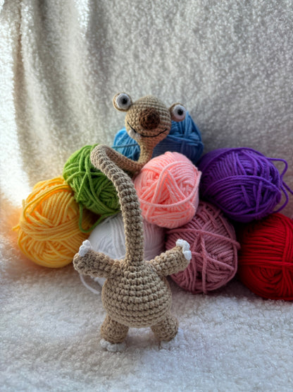 Handmade Crochet Prehistoric Sloth Bag Charm