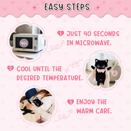 Black Cat Microwavable Heating Pad